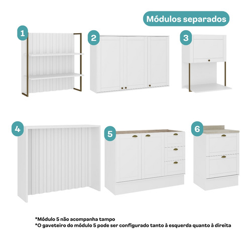 Cozinha completa Milla Pro 100% mdf branco Carraro