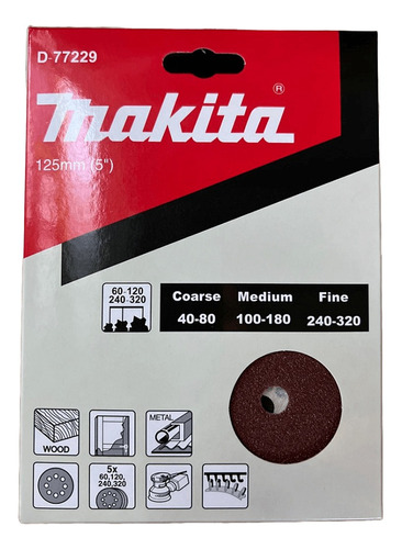 Disco Lija C/velcro Ø125mm Makita D-77229 Varias Granos 20un