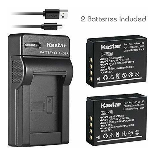 Kastar Batería (x2) & Slim Cargador Usb Para Fujifilm Np W12
