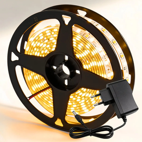 Fita Led Amarela 2835 Quente 5m 300 Led Dupla Face Fonte Cor da luz Branco-quente IP20 Maffacioli