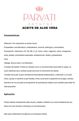 Aceite De Aloe Vera Macerado 1 Lt