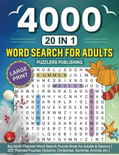 Book : 4000 Word Search For Adults Large Print Big...