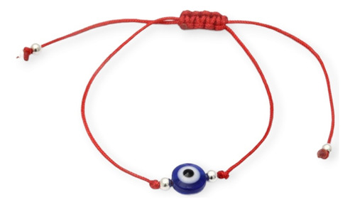 Pulsera Hilo Rojo Ojo Protector Regulable Plata 925