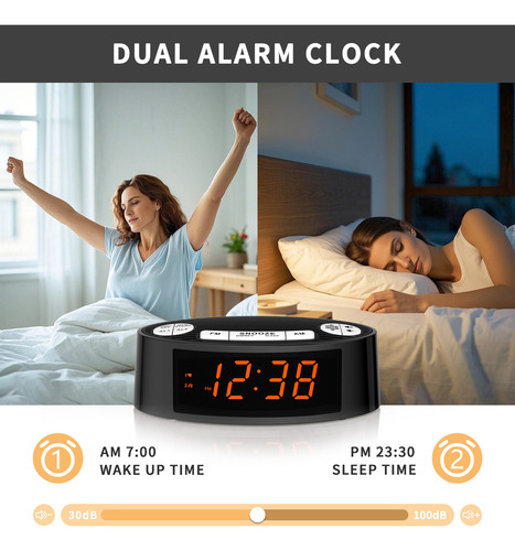 Radio Reloj Despertador Fm/am Rojo Digital Led Pantalla Grande Bocina Buró Escritorio