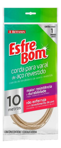 Corda Para Varal De Aço 10m Revestido 01 Uni Esfre Bom Cor Dourado-escuro