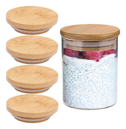 Jwdreamway 4 Pack Pack Bamboo Tapa Para La Boca Regular Jar