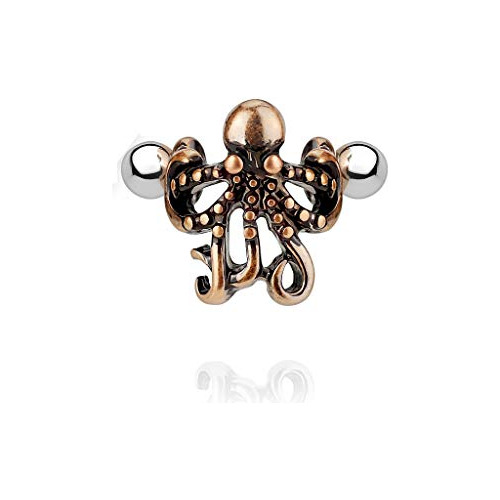 Aros - 16 Gauge Brass Octopus Ear Cartilage-helix Cuff 316l 