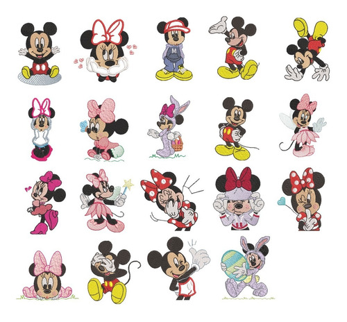 19 Matrices P/ Maq Bordadora Minnie Y Mickey Varios Tamaños