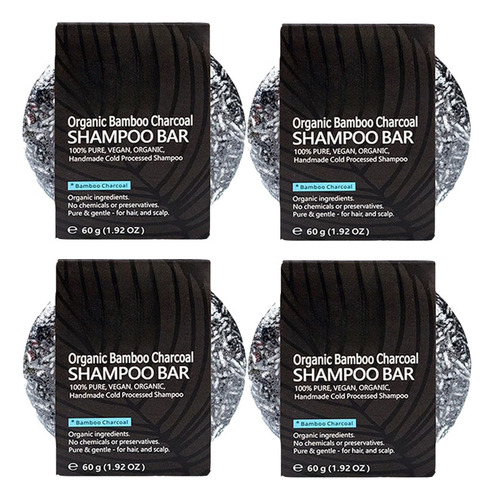 Jabón De Champú De Carbón De Bambú Orgánico Ennegrecido De 4
