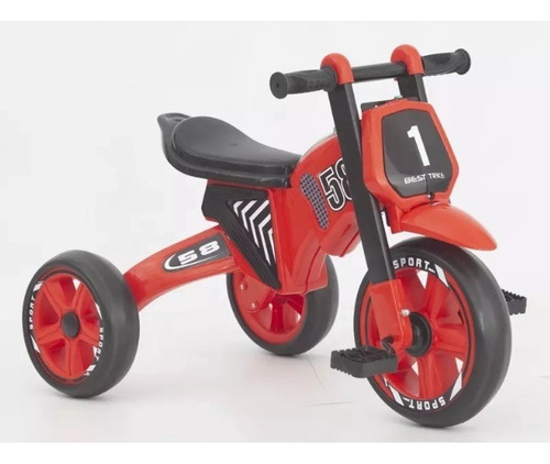Triciclo Apache Moto Cross Con Luces Y Música Rojo En Caja Rojo