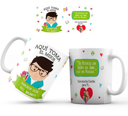 Mug Pocillo Trabajador Social Regalo Aquí Toma Taza