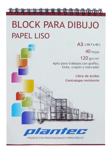 Plantec Block Anillado Superior A3 120g Liso 40h