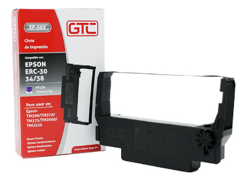 Cinta Alternativa Gtc Para Epson Erc 30/34/38 Nylon Violeta