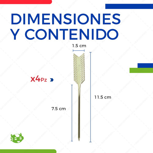 Agitadores De Bebidas Cocktail Metalicos Reutilizables 4pz Color Dorado Flecha