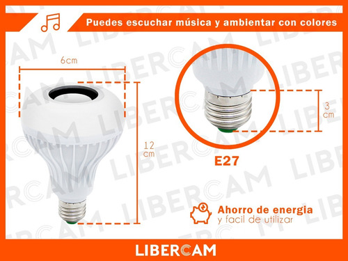 Imagen 4 de 10 de Lampara Luz Led Rgb Parlante Bluetooth 220v Control Remoto