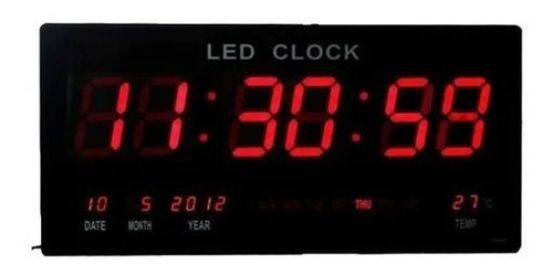 Reloj De Pared Lcd Iluminado Termometro Y Calendario 46cmx22