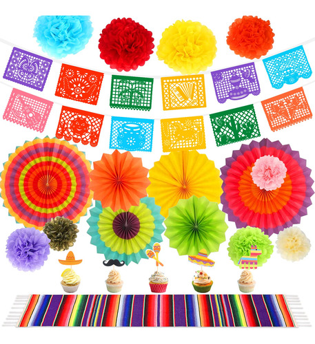 46 Piezas De Decoraciones De Fiesta Con Temática Mexicana .