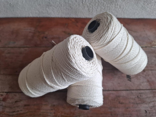 Hilo Algodon Para Tejer Hamaca Artesanias Calibre 9 3 Piezas Natural