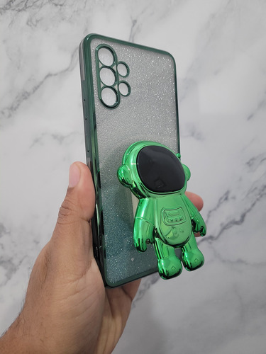 Funda De Brillo Con Astronauta Para Samsung A32 Verde