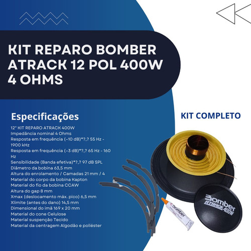 Kit Reparo Bomber Atrack 12 Pol 400w 4 Ohms