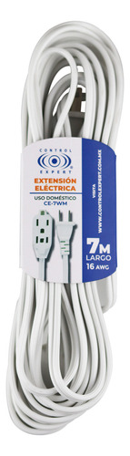 Extensión Eléctrica Hogar Y Oficina 7 Metros Color Blanco