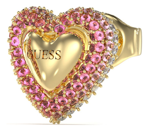 Aretes Guess Beloved Rosa Dorado Corazon Mujer