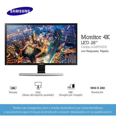 Monitor Gamer Samsung 28 4k U28e590d Respuesta Rapida E590