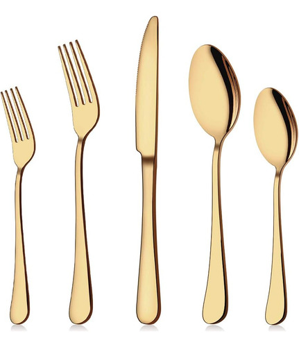 Juego De Cubiertos Dorados, Juego De Cubiertos De 20 Piezas