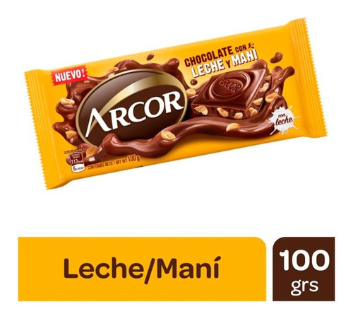 Chocolate Con Leche Con Mani Arcor X 100 Gr