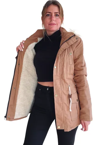 Campera Parka Mujer Gabardina Importada Premium Con Piel