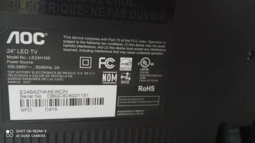 Television Aoc Le24h168 Normal Led Con Control Y Antena (Usado)
