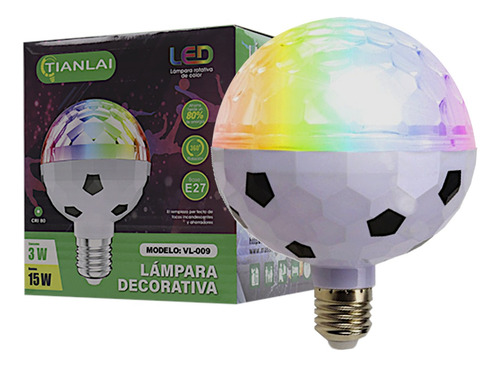 Foco Led Rgb Luces Futbol Balon Fiesta 15w Multicolor E27