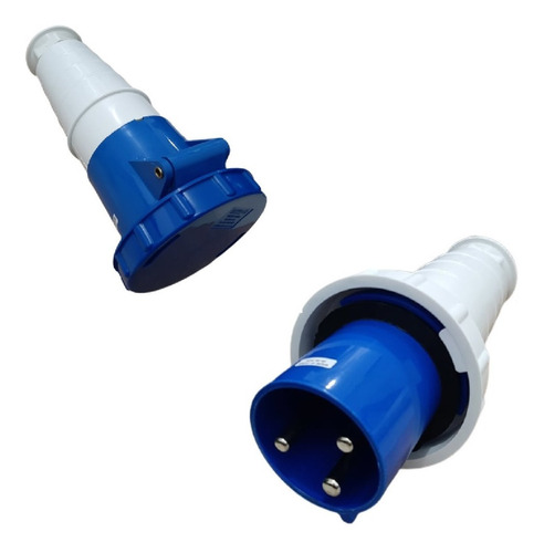 Kit Plug + Acoplamento Indust. 63a 2p+t 220v-250v Ip67 6h Cor Azul