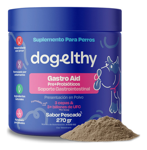 Dogelthy Gastro Aid Probioticos Para Perros y Gatos en Polvo 270 mL