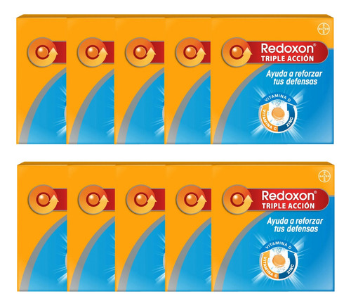 Pack X10 Redoxon Triple Acción 1g 30 Comprimidos Ef. Sabor Naranja