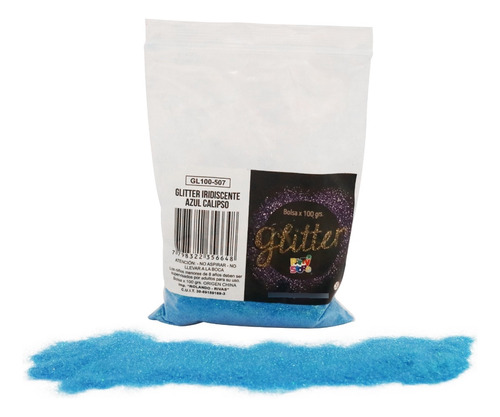 Glitter Gibre Givre Purpurina 100g Azul Calipso Iridiscente