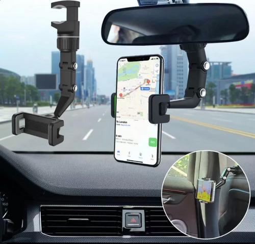 Imagen 2 de 8 de Soporte De Celular Para Espejo Retrovisor Del Auto Clicshop