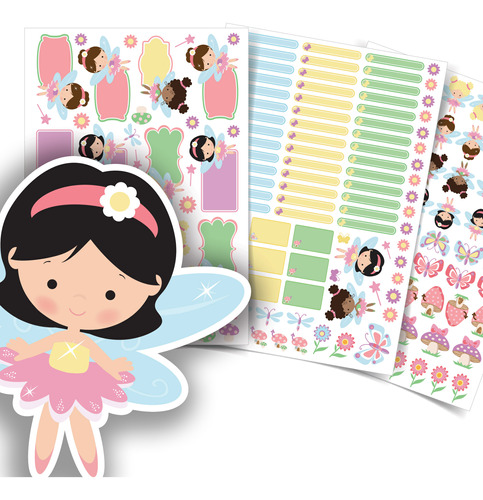 Etiquetas Escolares Personalizadas Fadas Meninas Kit Jumbo