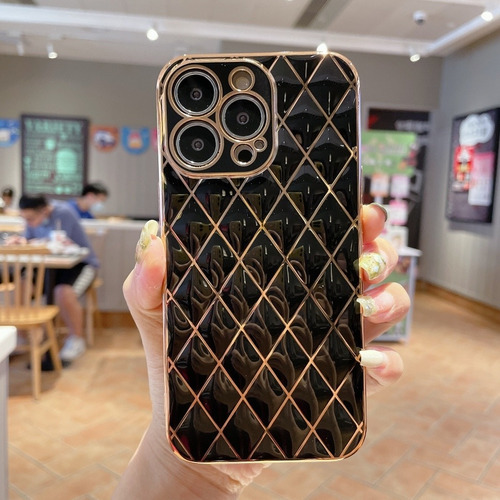 Funda Deluxe Para iPhone 13 Pro Textura Galvaniplastia Color Negro Geométrico