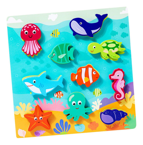 Peg Puzzle Juguete Montessori De Madera Rompecabezas Mar