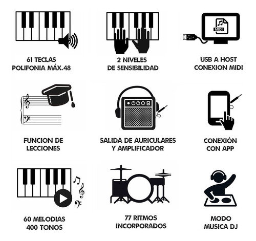 Imagen 6 de 10 de Teclado Casio Cts300 61 Teclas Sens. +funda +pie +fuente
