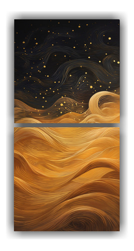 60x30cm Cuadro Paisaje Desierto Árabe Viento Amarillo Blanc