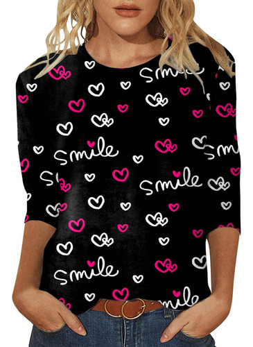 Blusa Tipo Camiseta Estampada Para El Día De San Valentín Pa