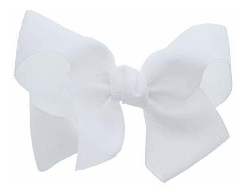 Pinzas - White 5.5 Inch Grosgrain Hair Bow Clip For Woman An