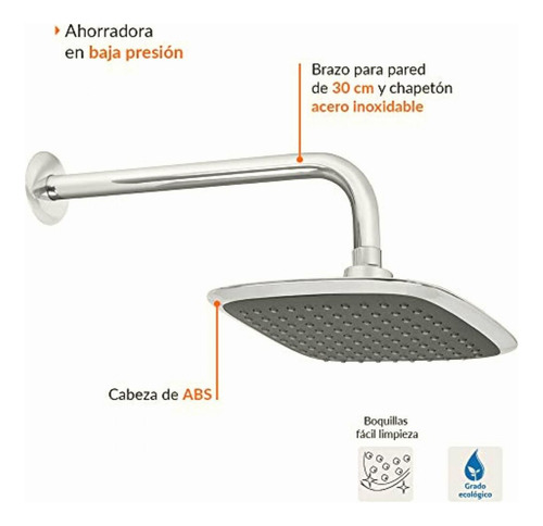 Foset Aero R-511, Regadera Cuadrada, Plástica, 8 , Con