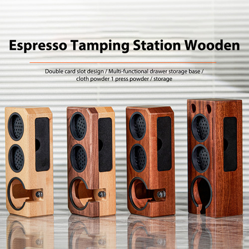 Soporte De Madera Para Apisonar Espresso Station Con 3 Orifi