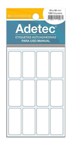120 Etiquetas Manual Adetec Rectangular Blanca 19x40 Mm -117