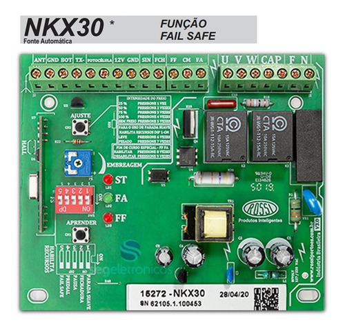 Central Placa De Comando Para Portão Eletrônico Rossi Kx30fs