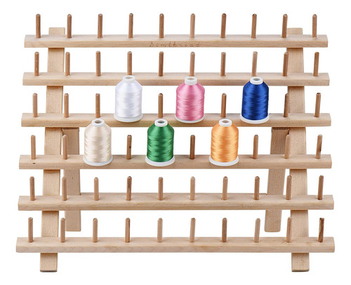 - Soporte De Hilo De Madera, 60 Carretes, Soporte Organ...