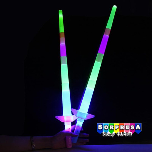 24 Espadas Sable Luz Led Retráctil Fiesta Cumple Piñata Bolo